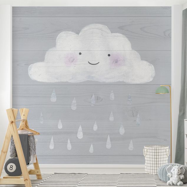 Fototapete - Wolke mit silbernen Regentropfen
