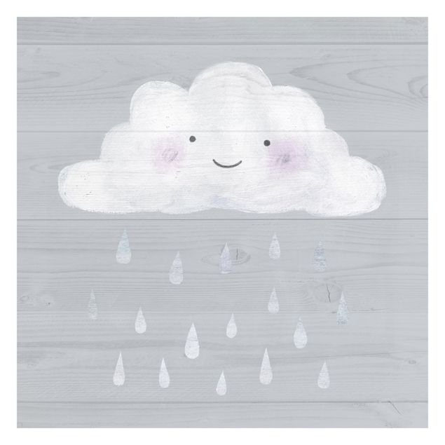 Fototapete - Wolke mit silbernen Regentropfen