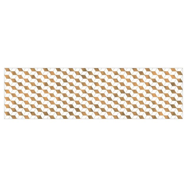 Küchenrückwand - Würfel Muster in 3D Gold