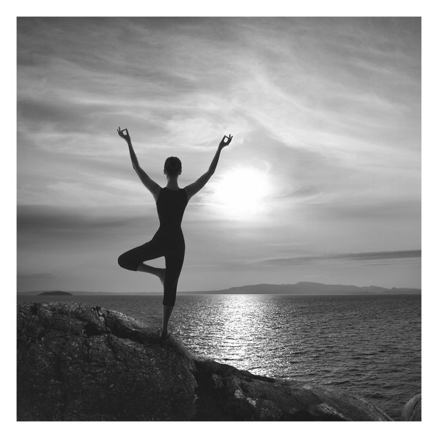 Fototapete Yoga schwarz weiß