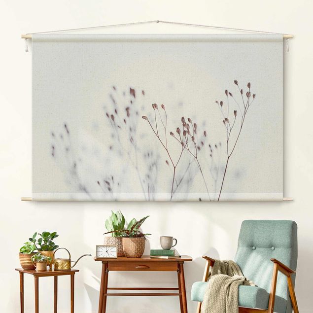 Wandbehang modern Zartblaue Wildblumen
