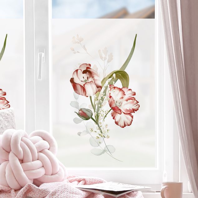 Fensterbilder Blumen Zarte Aquarell Tulpen