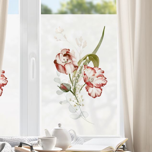 Fensterfolie Blumen Zarte Aquarell Tulpen