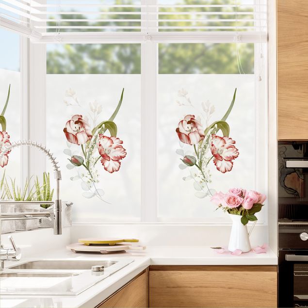 Fensterfolie Zarte Aquarell Tulpen