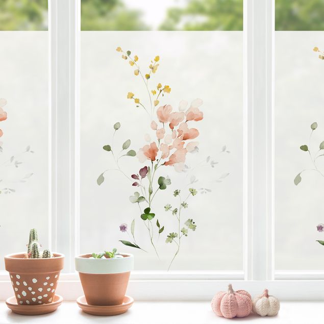 Fensterbilder Blumen Zarte Blüten Rosa I