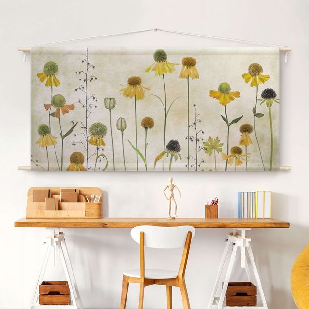 Moderne Wandteppiche Zarte Helenium Blüten