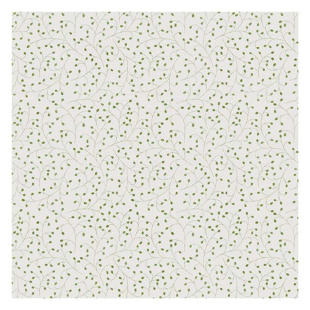 Fototapete - Zarte Zweige Muster mit Punkten in Grün II