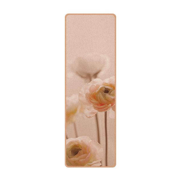 Yogamatte Kork - Zarter Strauch an Rosa Blüten