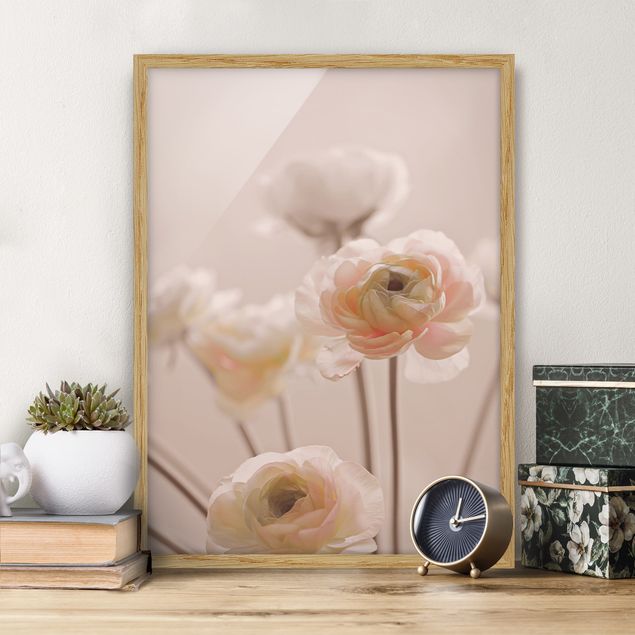 Vintage Bilder mit Rahmen Zarter Strauch an Rosa Blüten