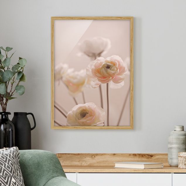 Moderne Bilder mit Rahmen Zarter Strauch an Rosa Blüten