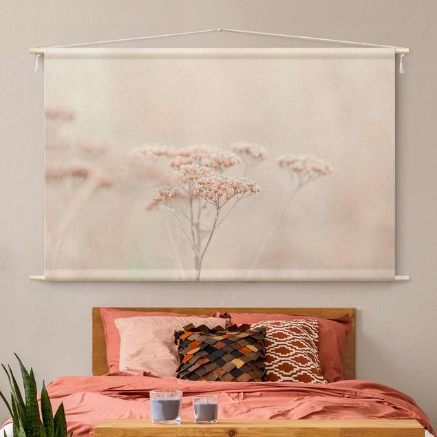 Wandbehang Stoffbild Zartrosane Wildblumen