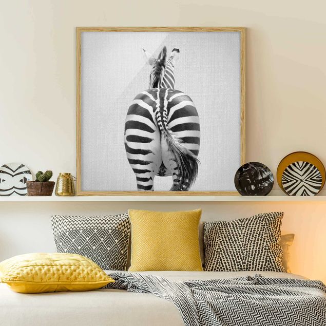 Moderne Bilder mit Rahmen Zebra von hinten Schwarz Weiß