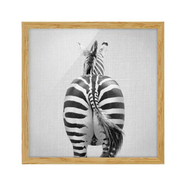 Wandbilder Zebra von hinten Schwarz Weiß