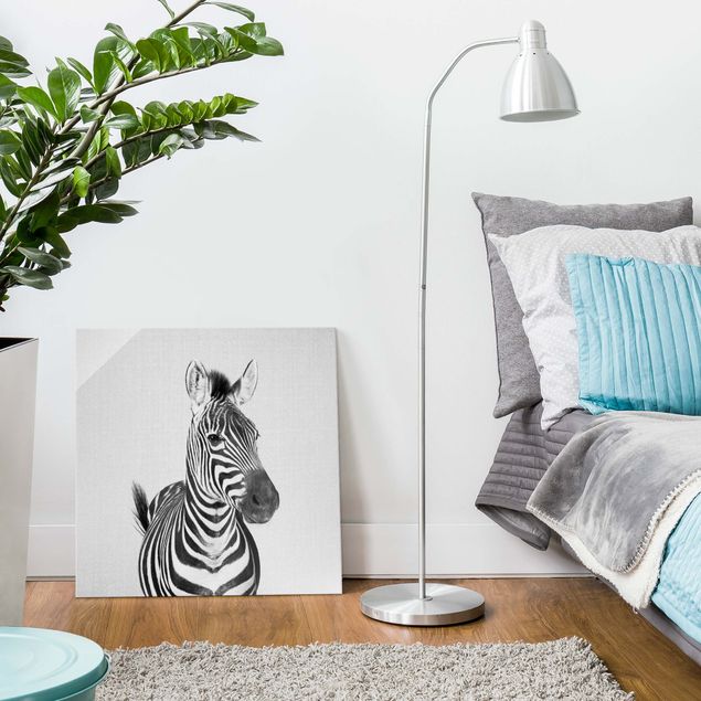 Glasbilder Tiere Zebra Zilla Schwarz Weiß