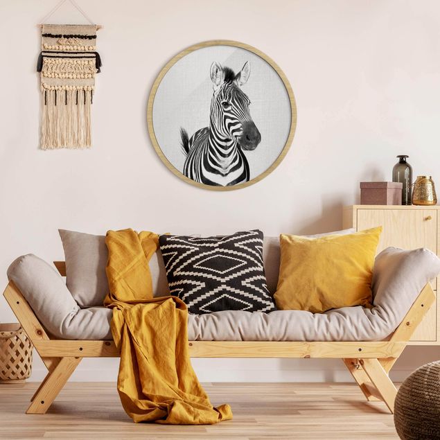 Tiere Bilder mit Rahmen Zebra Zilla Schwarz Weiß