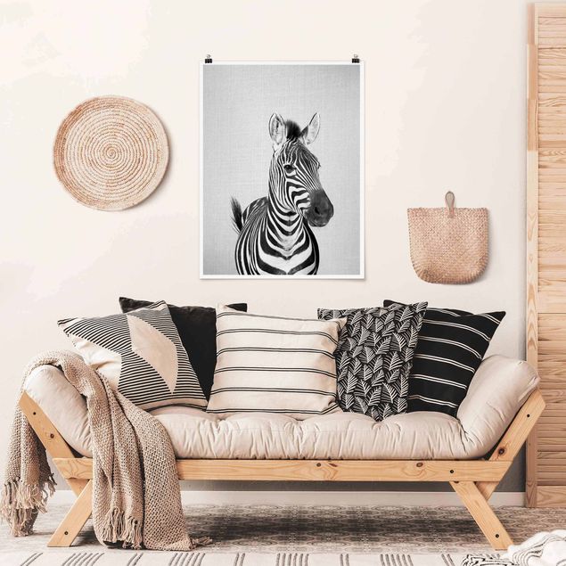 Tierposter Zebra Zilla Schwarz Weiß