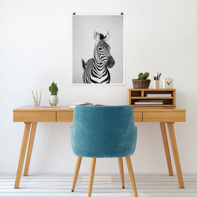 Moderne Poster Zebra Zilla Schwarz Weiß