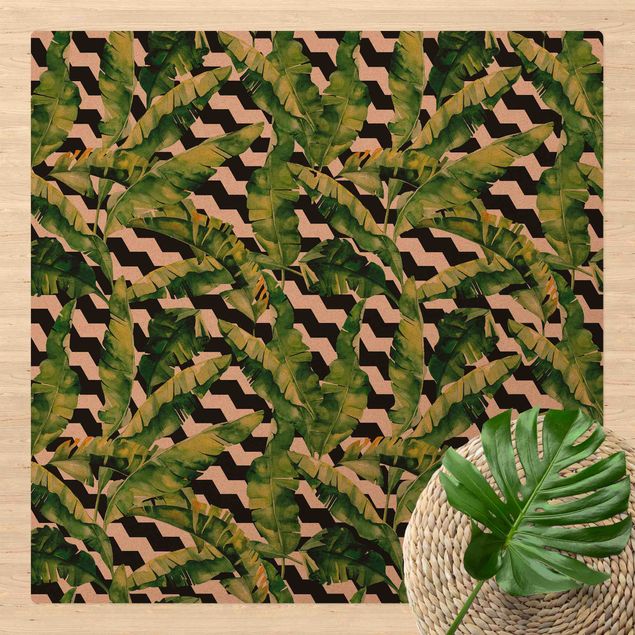 Moderner Teppich Zick Zack Geometrie Dschungel Muster