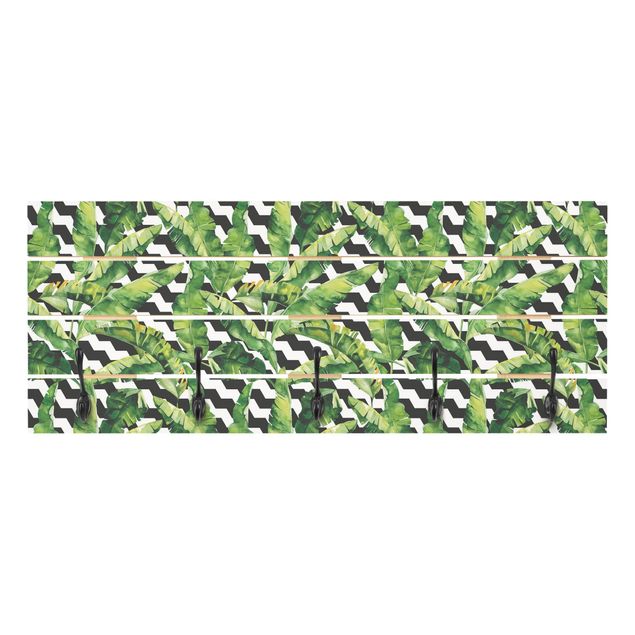 Wandgarderobe Holzpalette - Zick Zack Geometrie Dschungel Muster