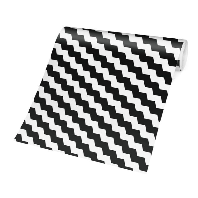 schöne Tapeten Zick Zack Geometrie Muster Schwarz-Weiß