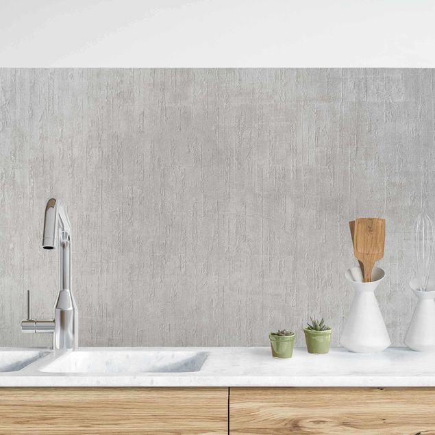 Wandpaneele Küche Ziegelbeton in warmen Grau