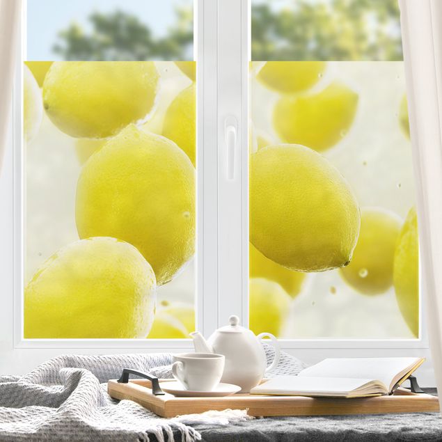Fensterfolie farbig Zitronen im Wasser