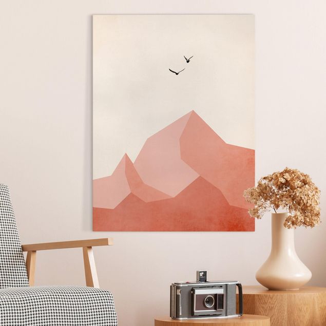 Leinwandbilder Vögel Zugspitze in Rosa Färbung
