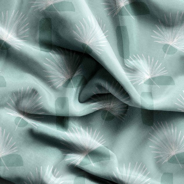 Vorhang blickdicht Zwergpalmen Blätter - Pastell Mint